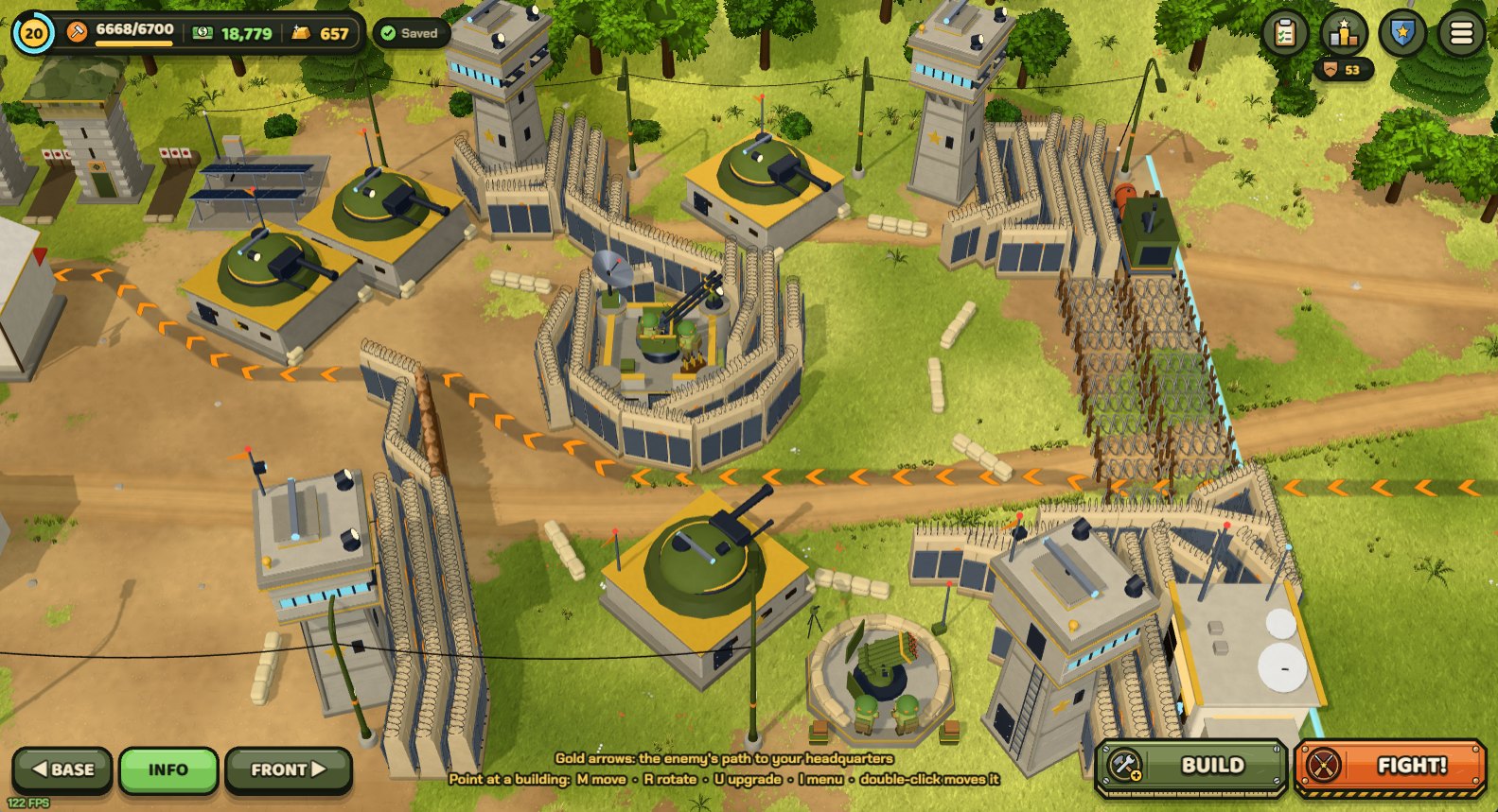 A fortified base with bunkers and watchtowers